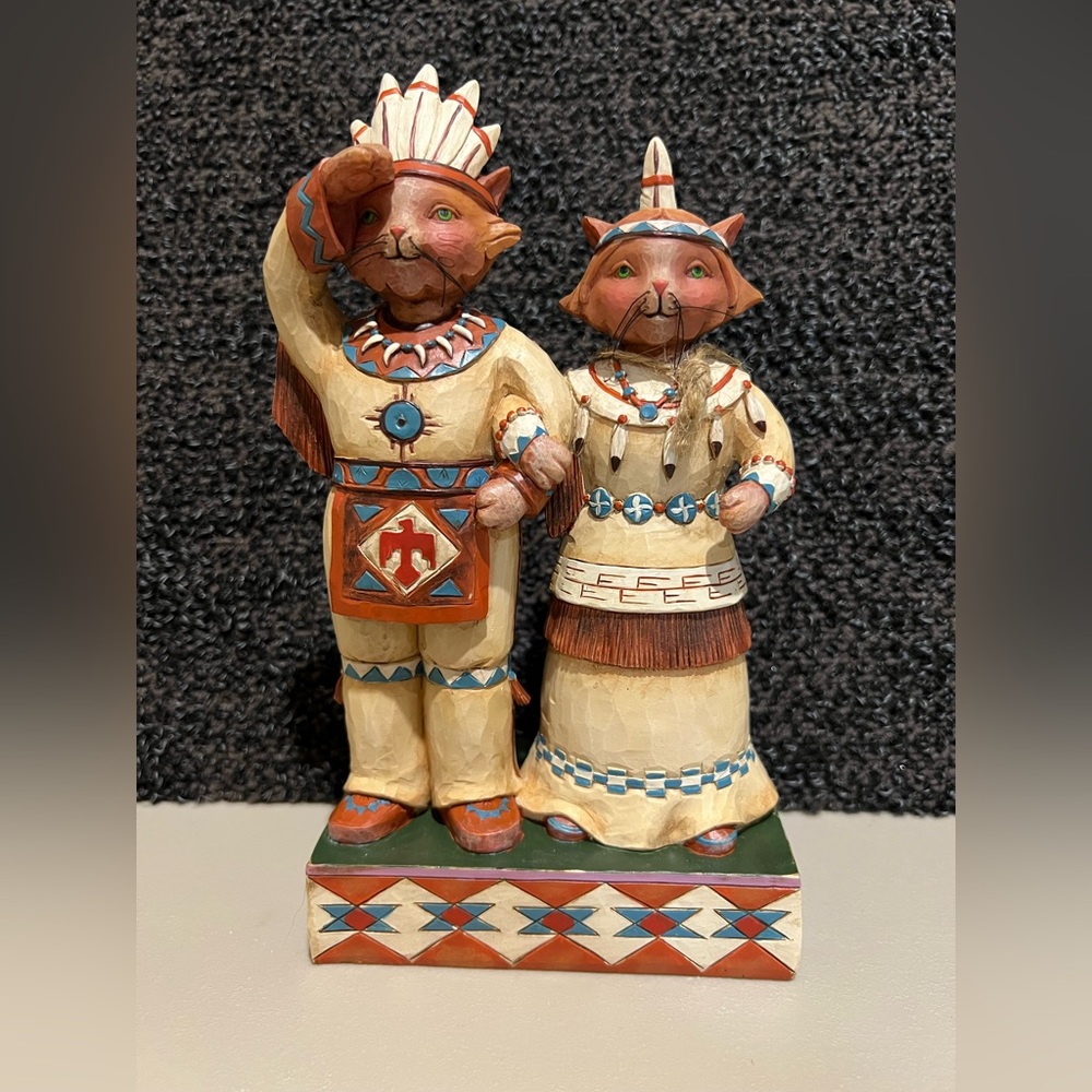 Jim Shore Tribal Tails Thanksgiving Cat Figurine